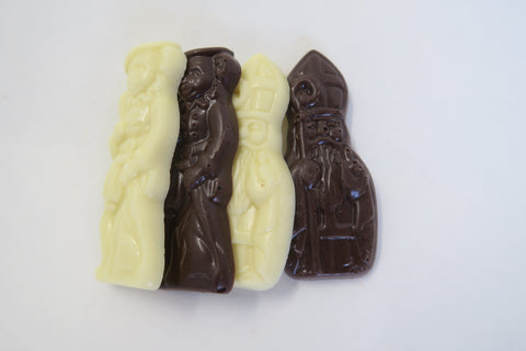 Volle platte Sint en pietfiguren fondant - wit